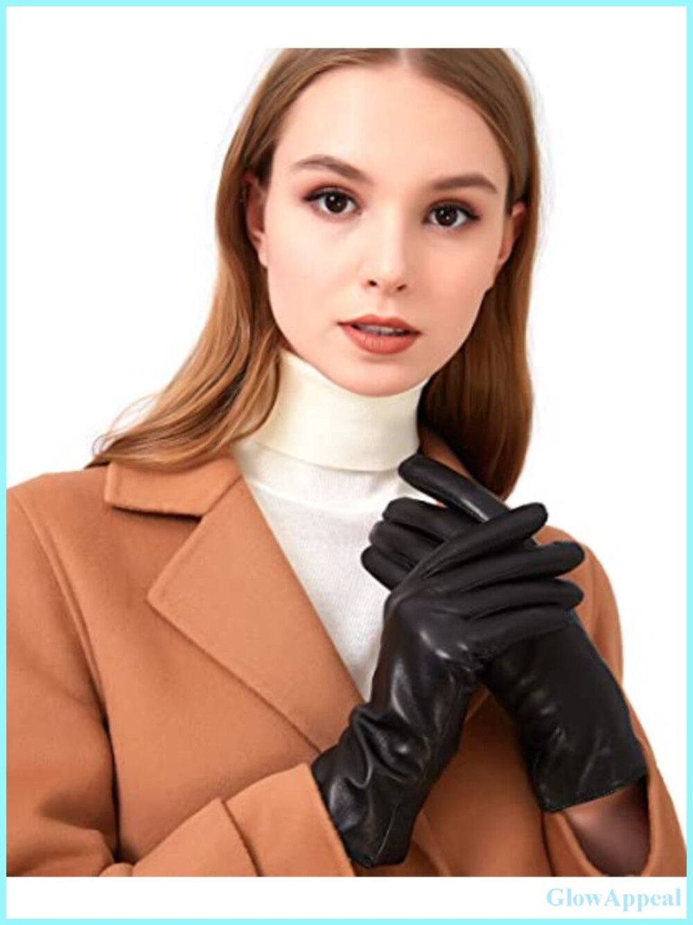 Genuine Lambskin Leather Touchscreen Winter Driving Gloves Cashmere Lined